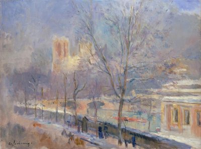 Notre-Dame de Paris widziana z Quai de la Tournelle, efekt n autorstwa Albert Lebourg