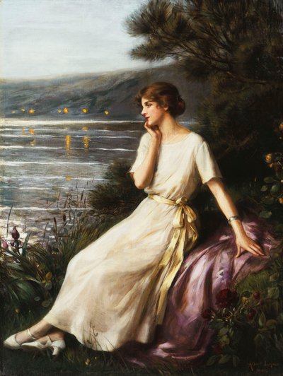 Portret kobiety nad jeziorem, autorstwa Albert Lynch