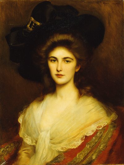 Portret eleganckiej damy w czarnym kapeluszu, autorstwa Albert Lynch