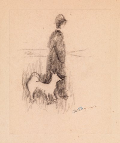 Figura com um Cachorro (desenho no papel) polonês autorstwa Albert Marquet