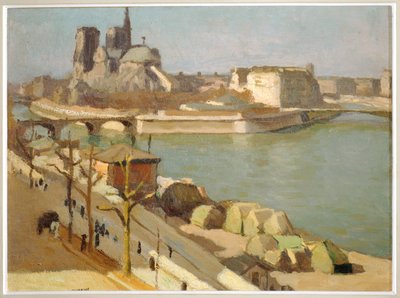 Sekwana i apsyda Notre-Dame - Paryż, katedra Notre Dame, Ile de la Cite, rzeka Sekwana autorstwa Albert Marquet