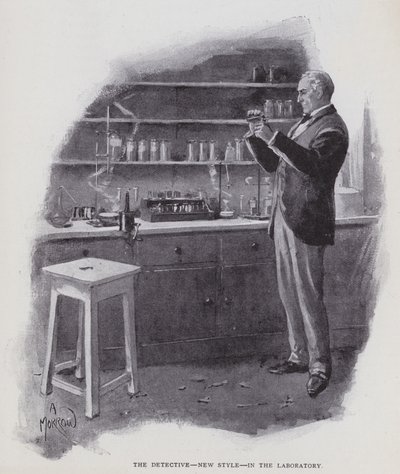 Detektyw, nowy styl, w laboratorium (lito) autorstwa Albert Morrow