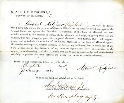 Przysięga lojalności Alberta Nelgnera z Missouri, hrabstwo St.Louis autorstwa Albert Nelgner