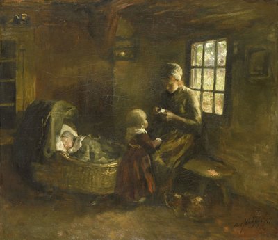 „Przy łóżeczku” autorstwa Albert  Neuhuys