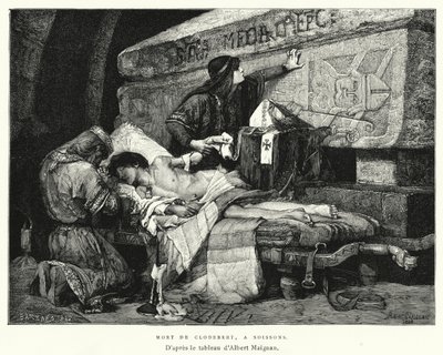 Śmierć Clodeberta, w Soissons (rycina) autorstwa Albert Pierre René (after) Maignan