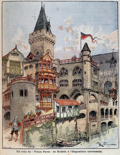 Róg „Starego Paryża” Robidy na Wystawie Światowej. Okładka „Mały Francuz ilustrowany” z 26.05.1900. autorstwa Albert Robida