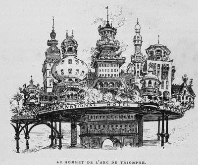 Główny dworzec lotniczy w Notre-Dame – w „”The 20th Century”” autorstwa Robida autorstwa Albert Robida