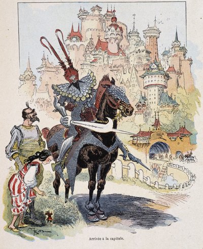 Przyjazd do stolicy – w „Podróżach Guliwera” Swifta, il. przez Robida autorstwa Albert Robida