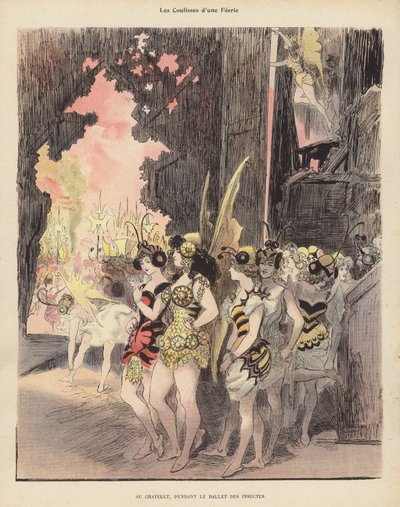 Za kulisami inscenizacji Ballet des Insectes w Theatre du Chatelet w Paryżu (kolor lito) autorstwa Albert Robida
