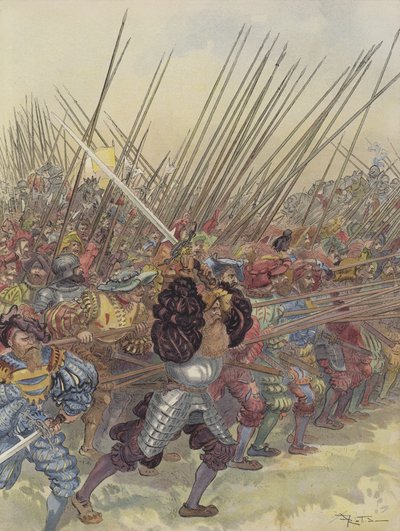 Szarża Szwajcarów w Marignan autorstwa Albert Robida