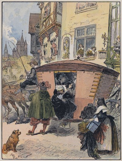 Ilustracja do Le Capitaine Bellormeau autorstwa i zilustrowana przez A Robidę (kolor lito) autorstwa Albert Robida