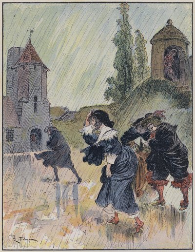 Ilustracja do Le Capitaine Bellormeau autorstwa i zilustrowana przez A Robidę (kolor lito) autorstwa Albert Robida