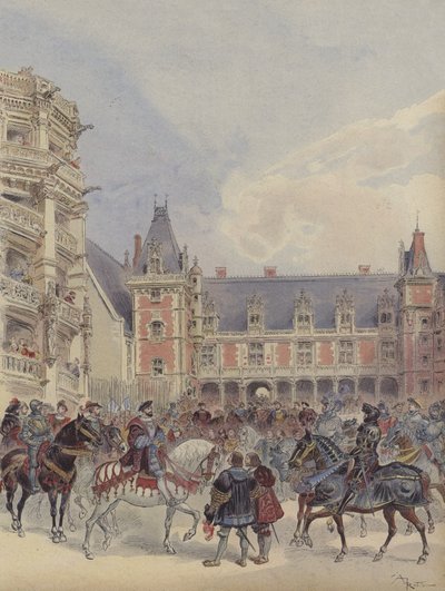Dziedziniec zamków Doliny Loary autorstwa Albert Robida