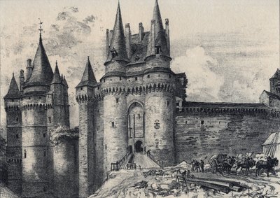 Le Chatelet a Vitre in Ille-et-Vilaine - Stara Francja - Bretania - tekst, rysunki i litografie, Albert Robida (1848-1926) bez daty koniec XIX wieku autorstwa Albert Robida