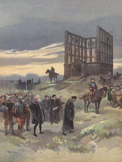 Nadinspektor Semblancay skazany na śmierć, wspina się na szubienicę Montfaucon autorstwa Albert Robida