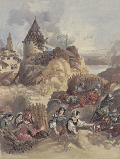 Kobiety podczas oblężenia Marsylii autorstwa Albert Robida