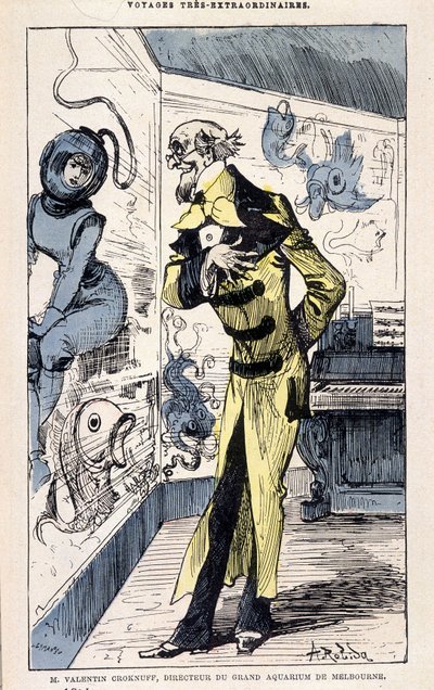 Pan Valentin Croknuff, dyrektor wielkiego akwarium w Melbourne, parodia Julesa Verne