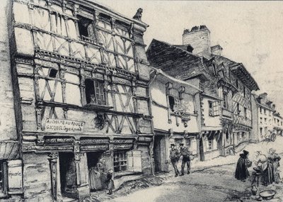 Rue Fardel a Saint Brieuc (Saint-Brieuc) - Stara Francja - Bretania - tekst, rysunki i litografie, Albert Robida (1848-1926) niedatowany koniec XIX wieku autorstwa Albert Robida