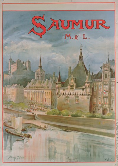 Plakat Saumur (kolor lito) autorstwa Albert Robida