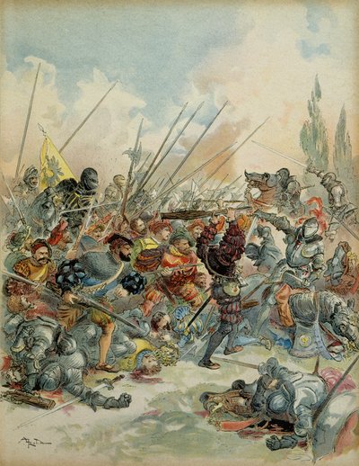 Szósta wojna włoska (1521-1526): Król Franciszek I (1494-1547) w Pawii (Włochy) 24 lutego autorstwa Albert Robida