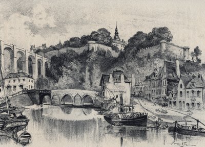 Miasto Dinan - Stara Francja - Bretania - tekst, rysunki i litografie, Albert Robida (1848-1926) bez daty koniec XIX wieku autorstwa Albert Robida