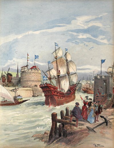 Flota królewska w Hawrze: La Belle Francoise, ilustracja z "Francois Ier: Le Roi Chevalier, autorstwa George