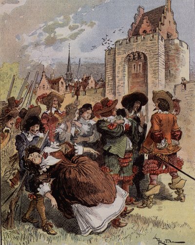 Nieśmiałość kapitana Bellormeau – „Madame de Malicorne wpadła w ramiona sierżanta”. Postać z książki Alberta Robidy. Okładka „Ilustrowany mały Francuz”” z 20.01.2019. autorstwa Albert Robida