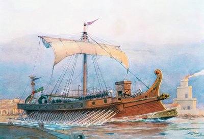 Rzymski statek cesarski opuszczający arsenał autorstwa Albert Sébille