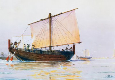Fenicki statek handlowy przybywający do Faros autorstwa Albert Sébille
