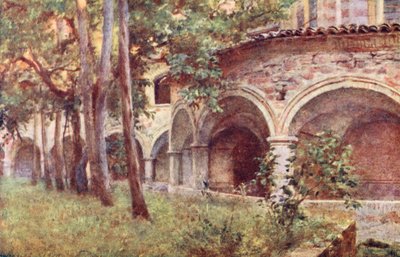Cloisters S Francesco, Asyż (kolorowa litografia) autorstwa Alberto Pisa