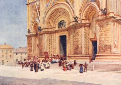 Duomo, Orvieto (kolorowa litografia) autorstwa Alberto Pisa