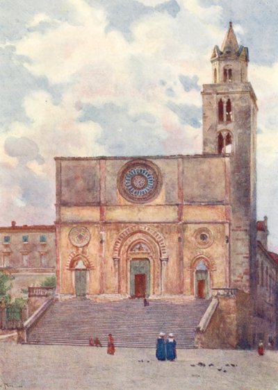Katedra, Todi (kolorowa litografia) autorstwa Alberto Pisa