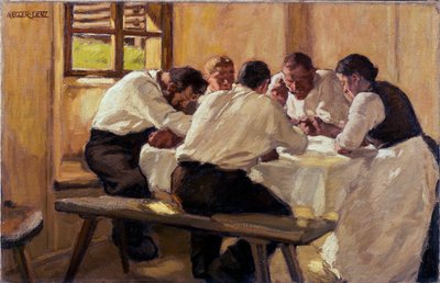 Repas, la soup (wersja 2) (Lunch (Zupa, wersja II) Obraz Albina Eggera Lienza (1868-1926), olej na płótnie autorstwa Albin Egger Lienz