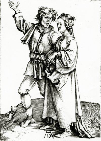 Para rustykalna, sztychowana przez Johannesa Wierixa, ok.1565 (rycina) autorstwa Albrecht (after) Durer or Duerer