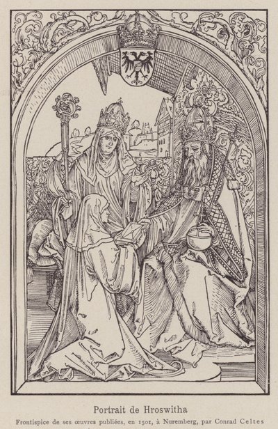 Hrotsvitha z Gandersheimu autorstwa Albrecht (after) Durer or Duerer