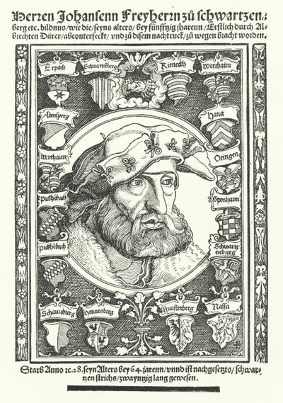 Johann of Schwarzenberg, niemiecki moralista, poeta i reformator (grafika) autorstwa Albrecht (after) Durer or Duerer