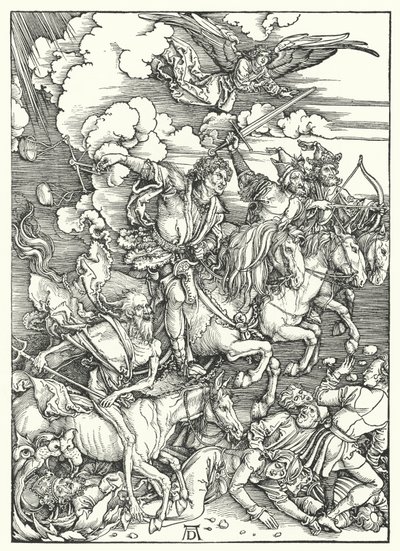 Czterej Jeźdźcy Apokalipsy (rycina) autorstwa Albrecht (after) Durer or Duerer