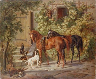 Konie na werandzie”, 1843. autorstwa Albrecht Adam