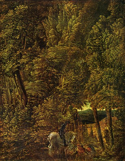Drewniana wieś ze świętym Jerzym walczącym ze smokiem autorstwa Albrecht Altdorfer