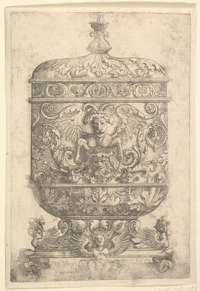 Pokryty kielich z groteskami na białym tle.n.d. autorstwa Albrecht Altdorfer