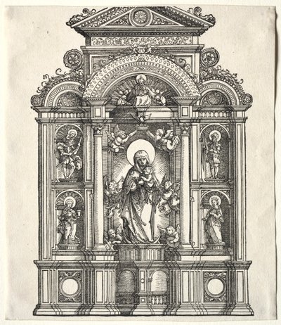 Wielki Ołtarz z Matką Boską, na granicy z SS. Krzysztof, Jerzy, Barbara, Katarzyna autorstwa Albrecht Altdorfer