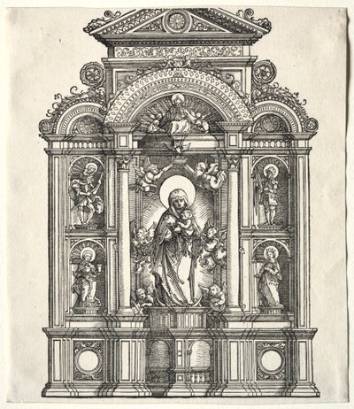 Wielki Ołtarz z Matką Boską, na granicy z SS. Krzysztof, Jerzy, Barbara, Katarzyna, 1520. autorstwa Albrecht Altdorfer