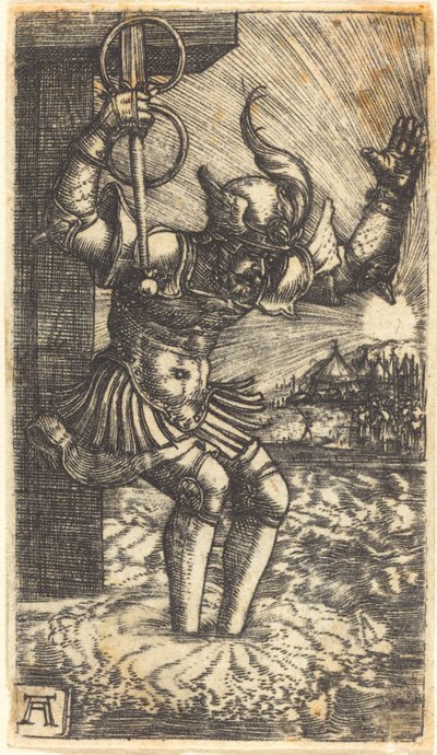 Horatio Cocles skaczący do Tybru autorstwa Albrecht Altdorfer
