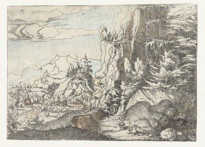 Krajobraz z ciemną ścianą skalną autorstwa Albrecht Altdorfer