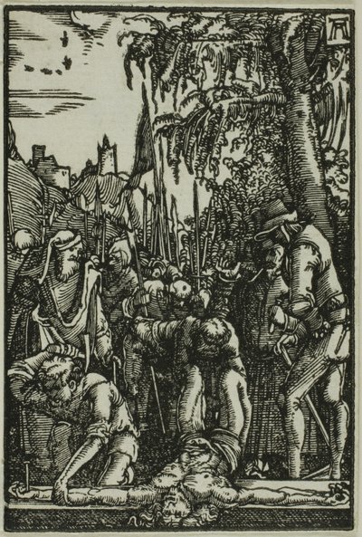 Przybicie do krzyża, z Upadku i odkupienia człowieka autorstwa Albrecht Altdorfer