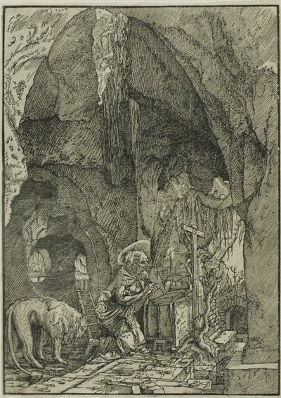 Święty Hieronim pokutujący w jaskini autorstwa Albrecht Altdorfer