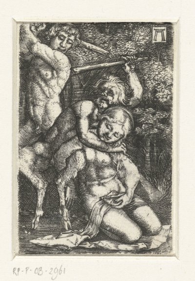 Satyr i mężczyzna walczą o kobietę autorstwa Albrecht Altdorfer