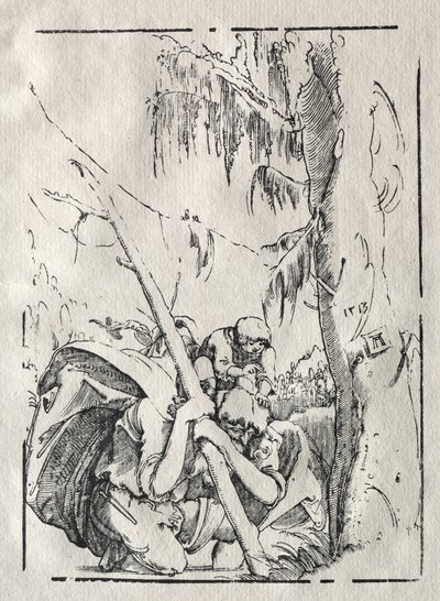 Św. Krzysztof przechodzący przez wodę z Chrystusem na ramionach, 1513. autorstwa Albrecht Altdorfer