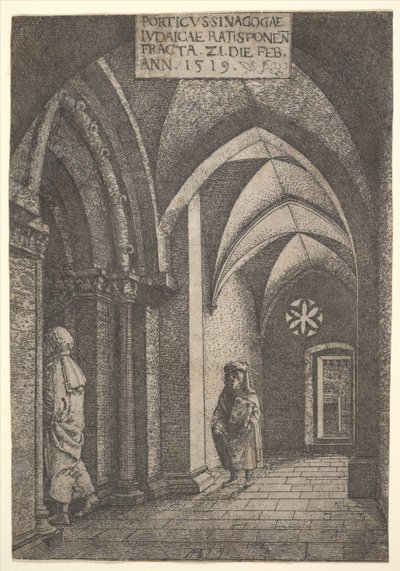 Sala wejściowa synagogi w Ratyzbonie, 1519. autorstwa Albrecht Altdorfer