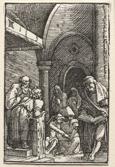 Upadek i odkupienie człowieka: Chrystus spiera się z lekarzami autorstwa Albrecht Altdorfer